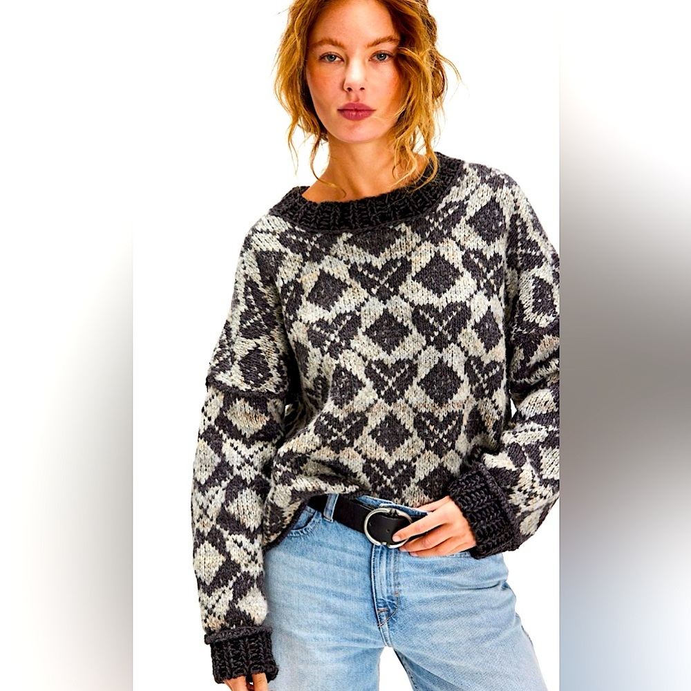 Free People Argyle Sweater // NWOT